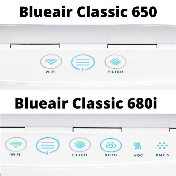 Blueair Classic 680i vs 650 control panel